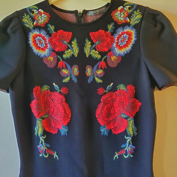 ALEXANDER MCQUEEN Puffed Short-Sleeve Placement Jacquard Sheath Dress Size S - Picture 8 of 13